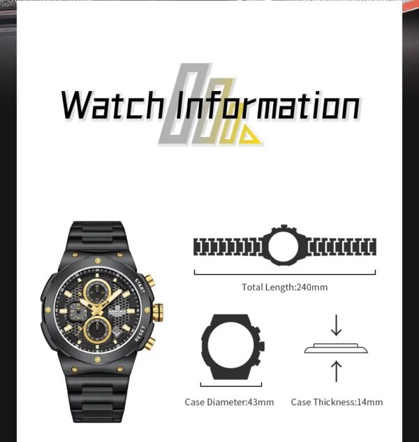 Naviforce 8072 For Men - Black Gold | Rovelle