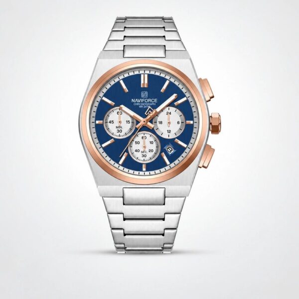 Naviforce 8048 CH - Silver Rose Blue For Men Naviforce 8048 CH - Silver Rose Blue For Men | Rovelle