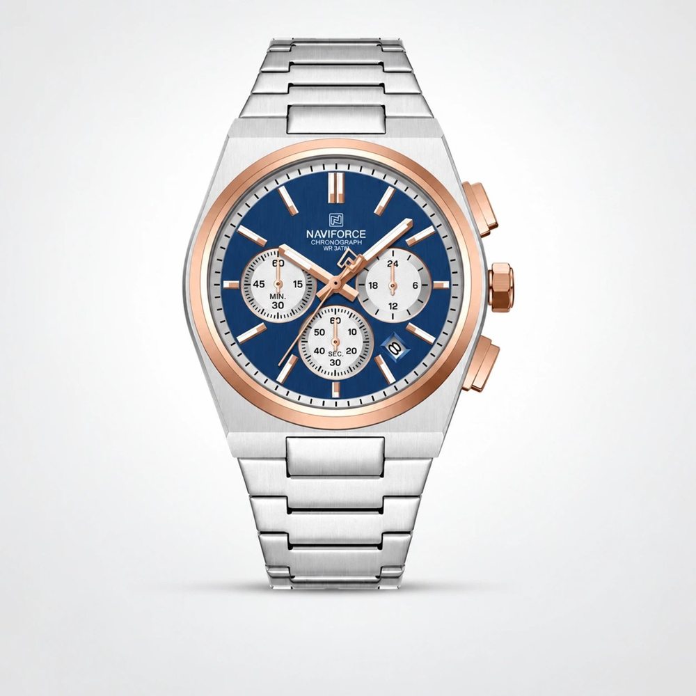 Naviforce 8048 CH - Silver Rose Blue For Men