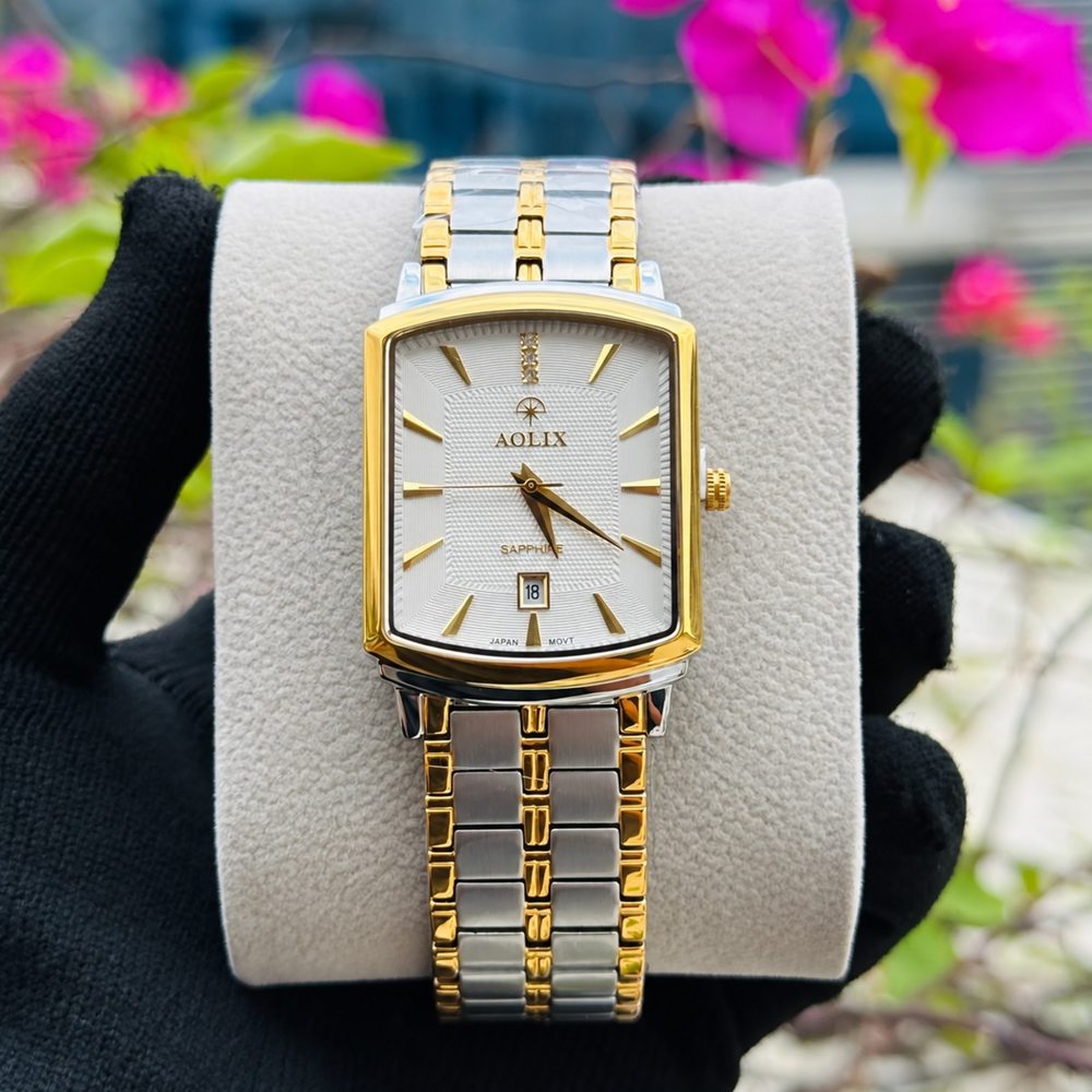Aolix 9099 Men's Watch - Silver Gold White