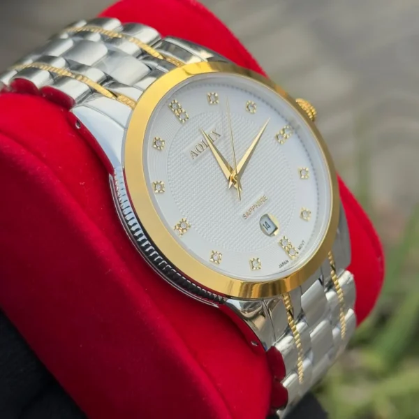 Aolix 9140 Men's Watch - Silver Gold White | Rovelle