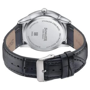 Sonata Green Round Dial Black Strap Watch For Gents - 77166SL01 | Rovelle