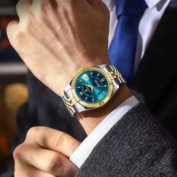 Poedagar 910 CH For Men - Silver Gold Blue | Rovelle