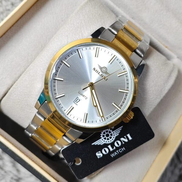 Soloni 1022M For Men - Silver Gold White With Premium Box | Rovelle