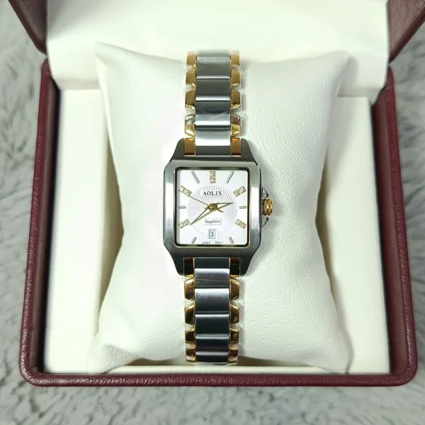 Aolix 9198 Women Watch - Silver Gold White | Rovelle