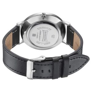 Sonata Quartz Analog with Date Silver Dial Black Leather Strap Watch For Men - 77142SL01 | Rovelle