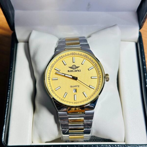 Soloni 1004M For Men - Silver Gold With Premium Box | Rovelle