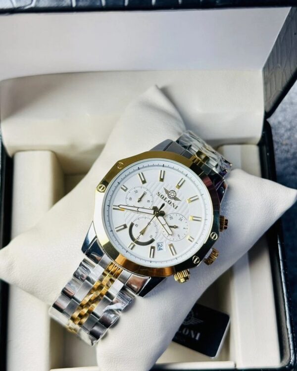 Soloni 3008 For Men - Silver Gold White With Premium Box | Rovelle