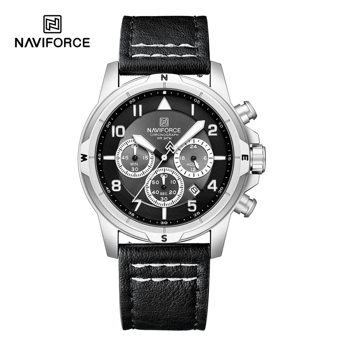 Naviforce 8077 L - Silver Black
