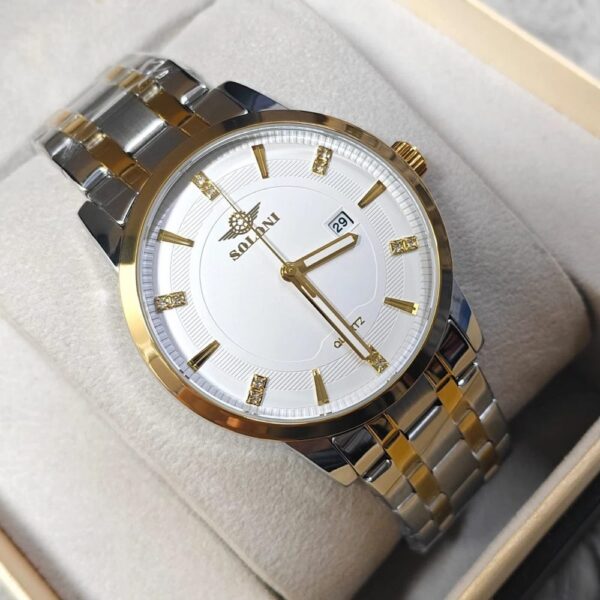 Soloni 1021 M For Men - Silver Gold White With Premium Box | Rovelle