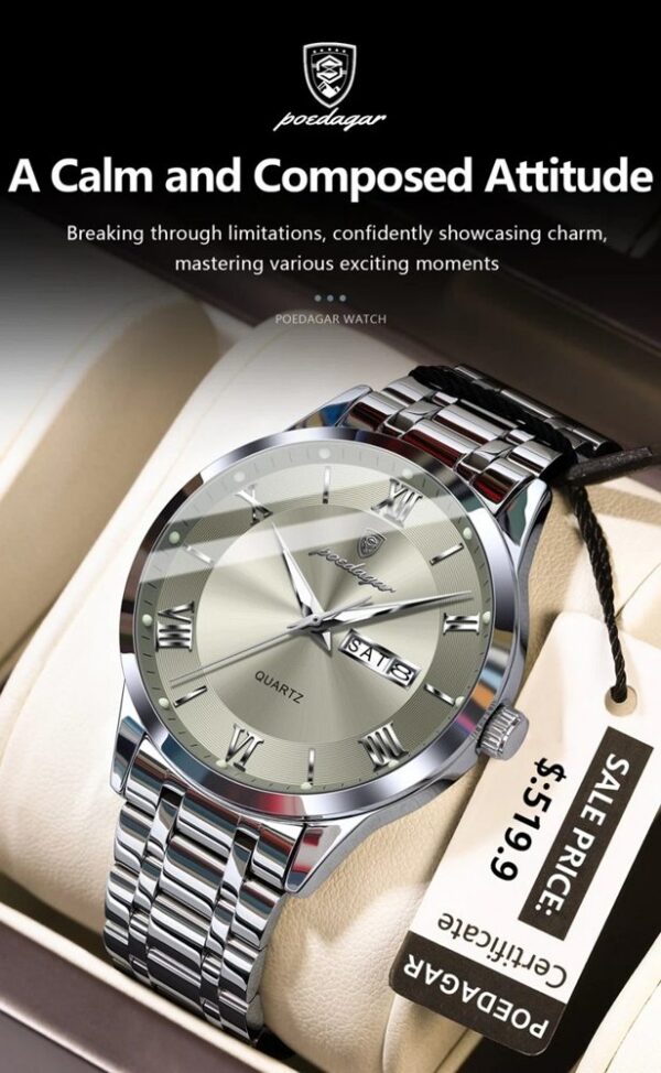 Poedagar 978 CH For Men - Silver Gray | Rovelle