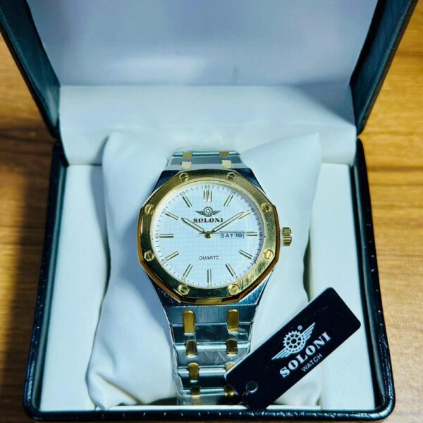 Soloni 1012M For Men -Silver Gold White with Premium Box Soloni 1012M For Men -Silver Gold White with Premium Box | Rovelle
