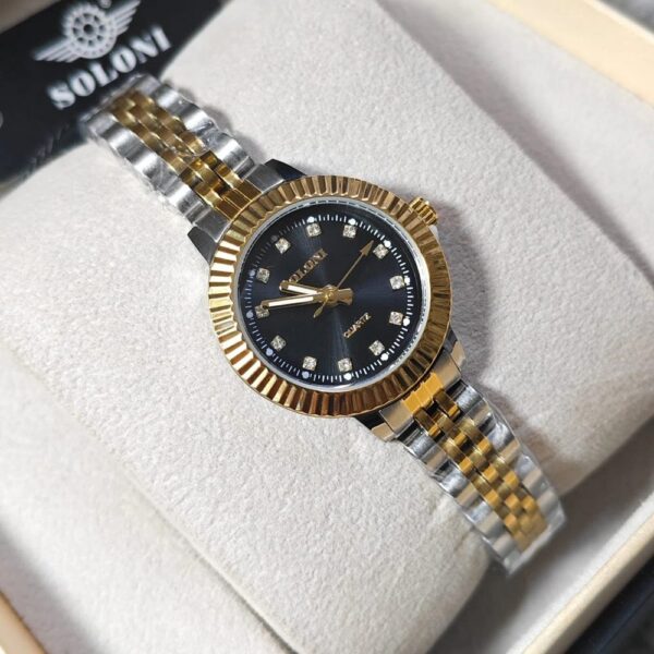Soloni 1039 For Women - Silver Gold Black With Premium Box | Rovelle