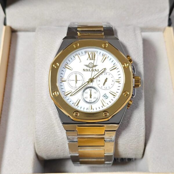 Soloni 3001 For Men - Silver Gold White With Premium Box | Rovelle