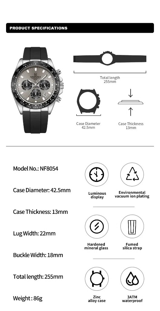 Naviforce 8054 - Black Gray | Rovelle