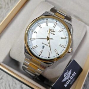 Soloni 1005M For Men - Silver Gold White With Premium Box | Rovelle