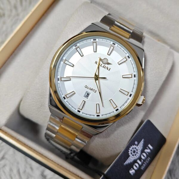 Soloni 1005M For Men - Silver Gold White With Premium Box | Rovelle