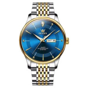 Olevs 9908 CH For Man - Silver Gold Blue | Rovelle
