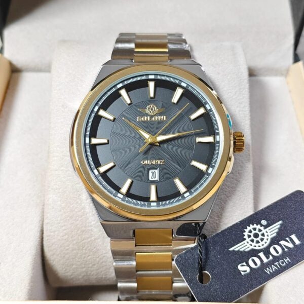 Soloni 1005M For Men - Silver Gold Black With Premium Box | Rovelle