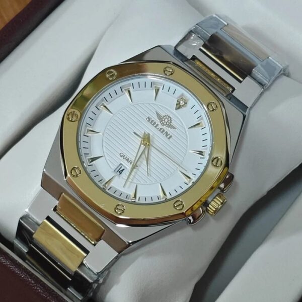 Soloni 1002M For Men - Silver Gold White With Premium Box | Rovelle