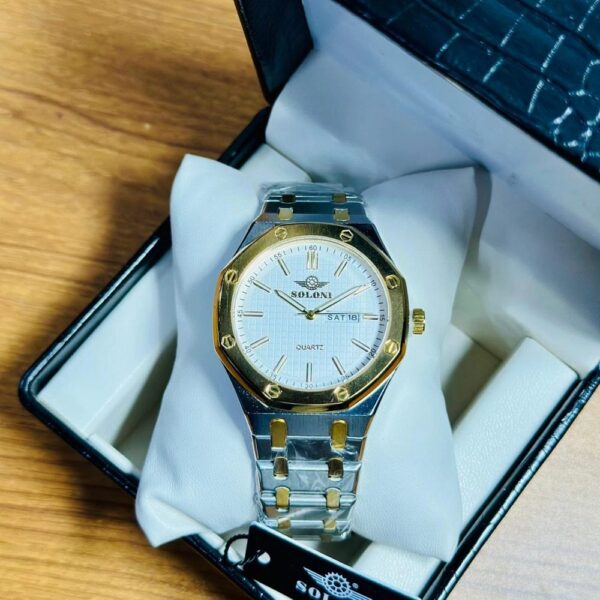 Soloni 1012M For Men -Silver Gold White with Premium Box | Rovelle