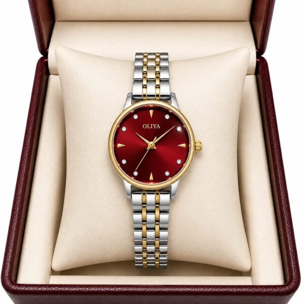 Oliya 511 Ladies Watch - Silver Gold Red Oliya 511 Ladies Watch - Silver Gold Red | Rovelle
