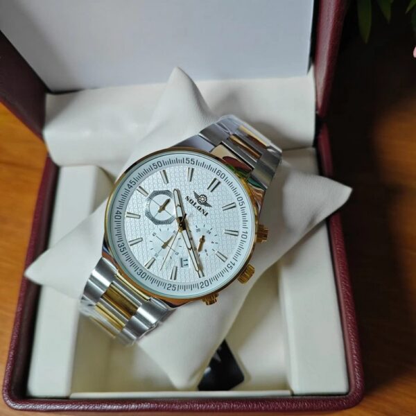 Soloni 3003M For Men - Silver Gold White With Premium Box | Rovelle