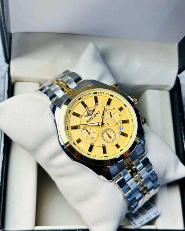 Soloni 3005 For Men - Silver Gold With Premium Box | Rovelle