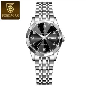 Poedagar 3076 CH For Women - Silver Black | Rovelle