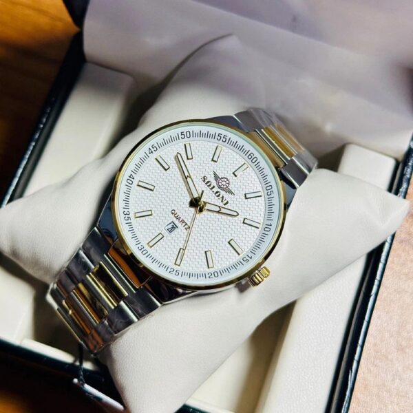 Soloni 1004M For Men - Silver Gold White With Premium Box | Rovelle