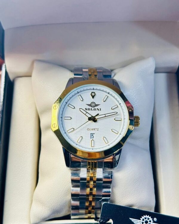 Soloni 1007 For Men - Silver Gold White With Premium Box | Rovelle