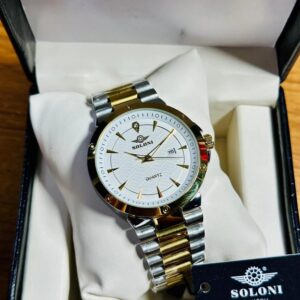 Soloni 1008 For Men - Silver Gold White With Premium Box | Rovelle