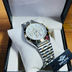 Soloni 3012 M For Men - Silver Gold White With Premium Box | Rovelle