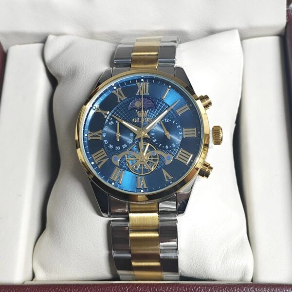 Olevs 3640 CH For Men – Silver Gold Blue | Rovelle
