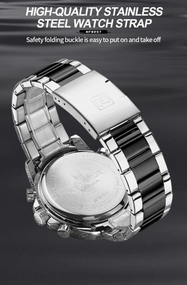 Naviforce 9257 For Men - Silver Black | Rovelle