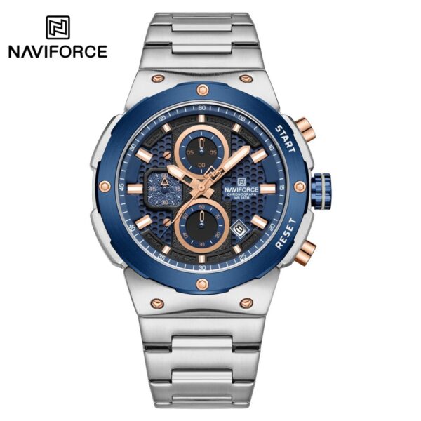Naviforce 8072 For Men - Silver Rose Blue | Rovelle