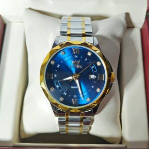 Olevs 3710 CH For Men - Silver Gold Blue | Rovelle