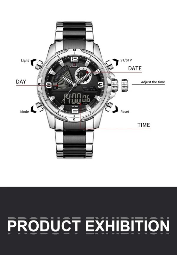 Naviforce 9257 For Men - Silver Black | Rovelle