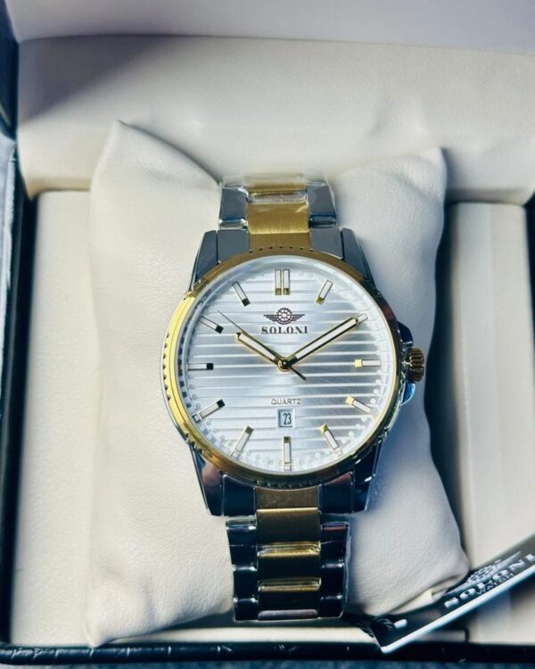 Soloni 1020 For Men - Silver Gold White With Premium Box | Rovelle