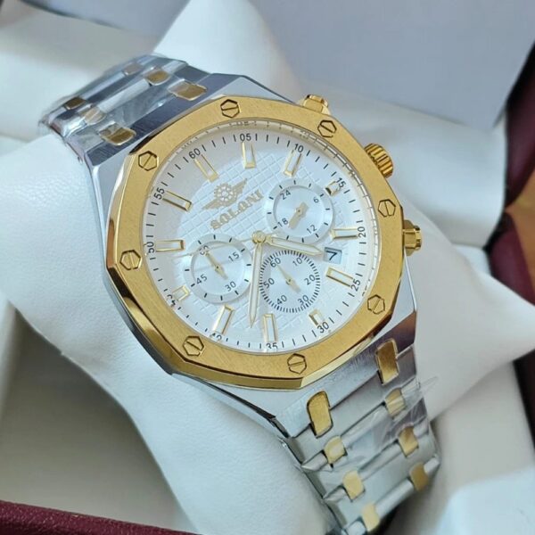 Soloni 3011 M For Men - Silver Gold White With Premium Box | Rovelle