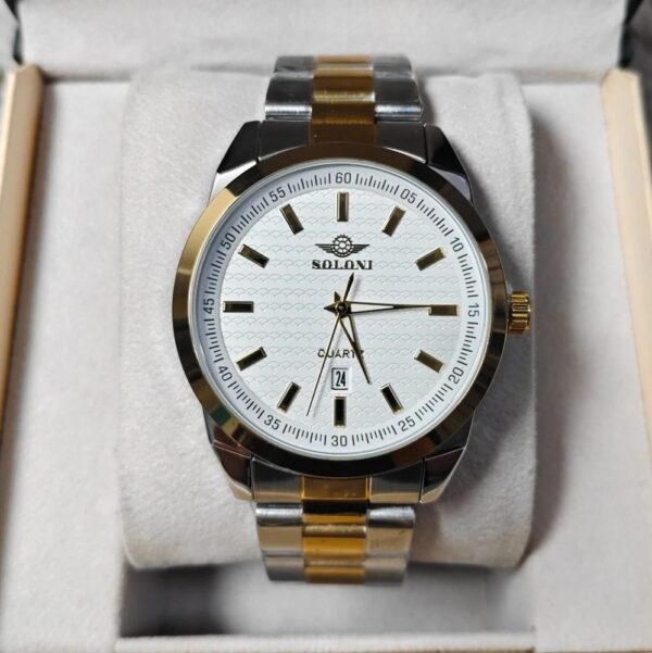 Soloni 1009 For Men - Silver Gold White With Premium Box | Rovelle