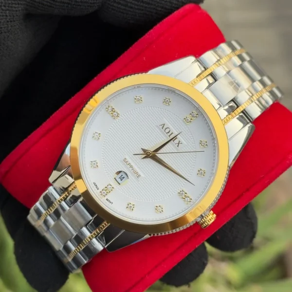 Aolix 9140 Men's Watch - Silver Gold White | Rovelle